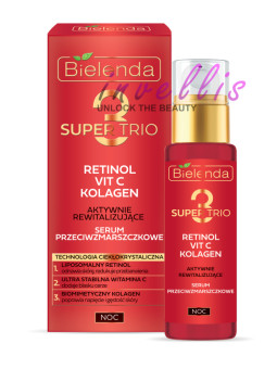 BIELENDA SUPER TRIO ACTIVELY REVITALIZING ANTI-WRINKLE NIGHT SERUM 30ML invellis kosmetyki tanie uk naturalne zdrowie uroda