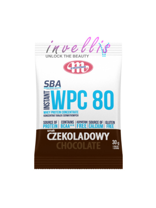 MLEKOVITA ODZYWKA BIALKOWA WPC 80 CZEKOLADOWA 30G invellis kosmetyki tanie uk naturalne zdrowie uroda