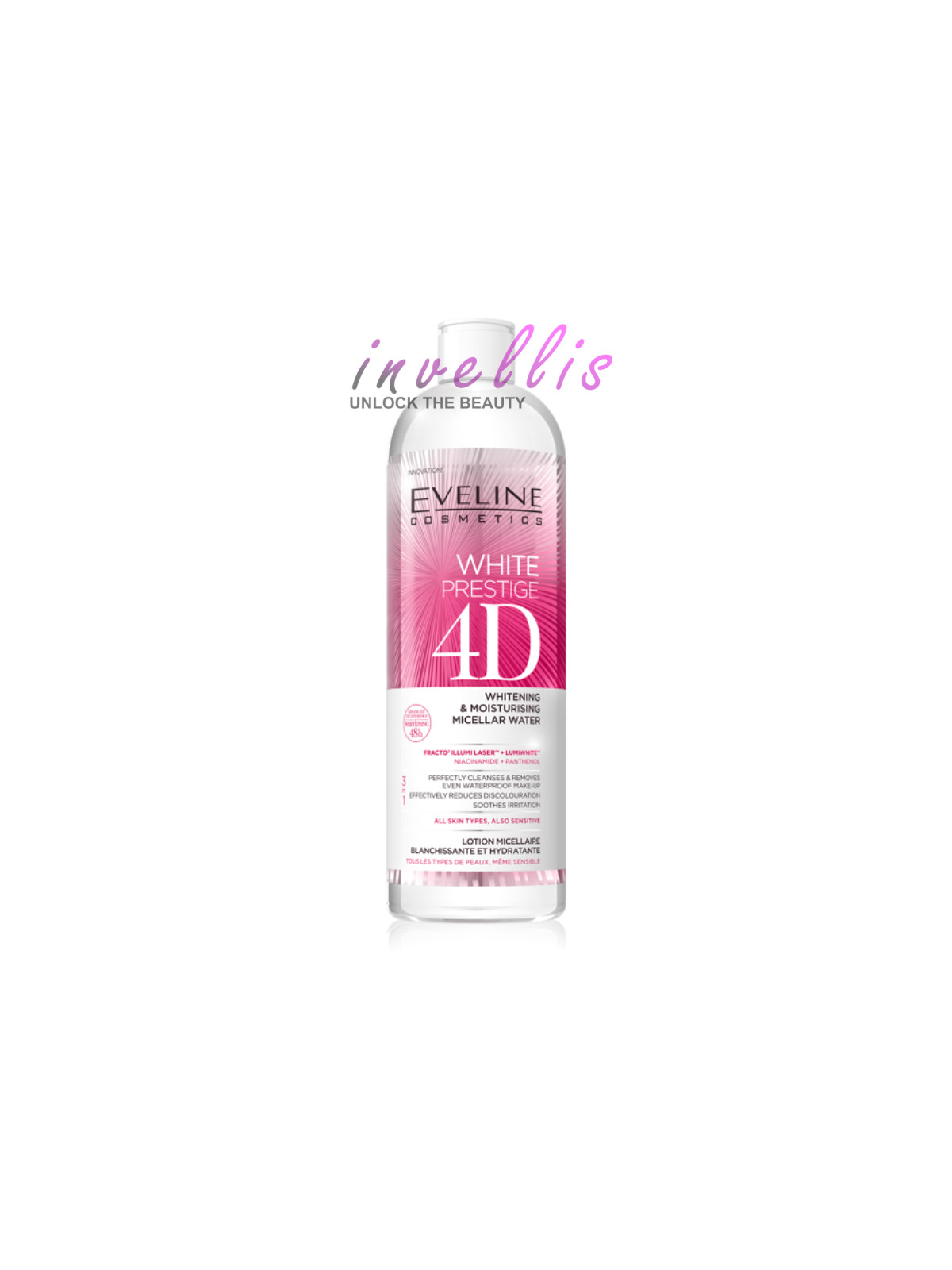 EVELINE WHITE PRESTIGE 4D PLYN MICELARNY 500ML invellis kosmetyki tanie uk naturalne zdrowie uroda