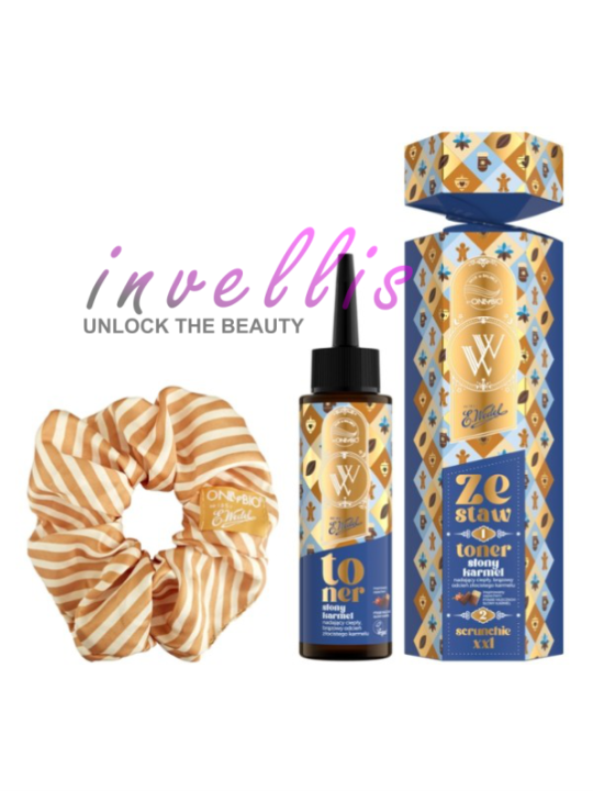 ONLYBIO i WEDEL HAIR BALANCE ZESTAW SWIATECZNY TONER + SCRUNCHIE XXL PTASIE MLECZKO SLONY KARMEL invellis kosmetyki tanie uk nat