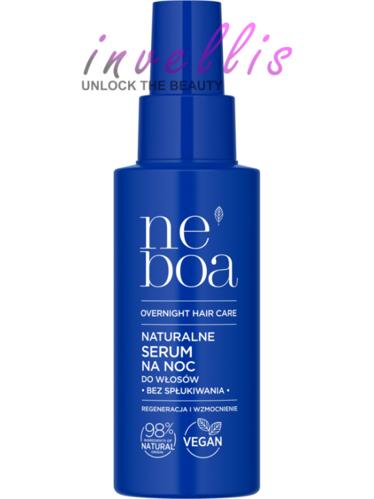 NEBOA OVERNIGHT HAIR CARE NATURALNE SERUM NA NOC DO WLOSOW BEZ SPLUKIWANIA REGENERACJA I WZMOCNIENIE 100ML invellis kosmetyki ta