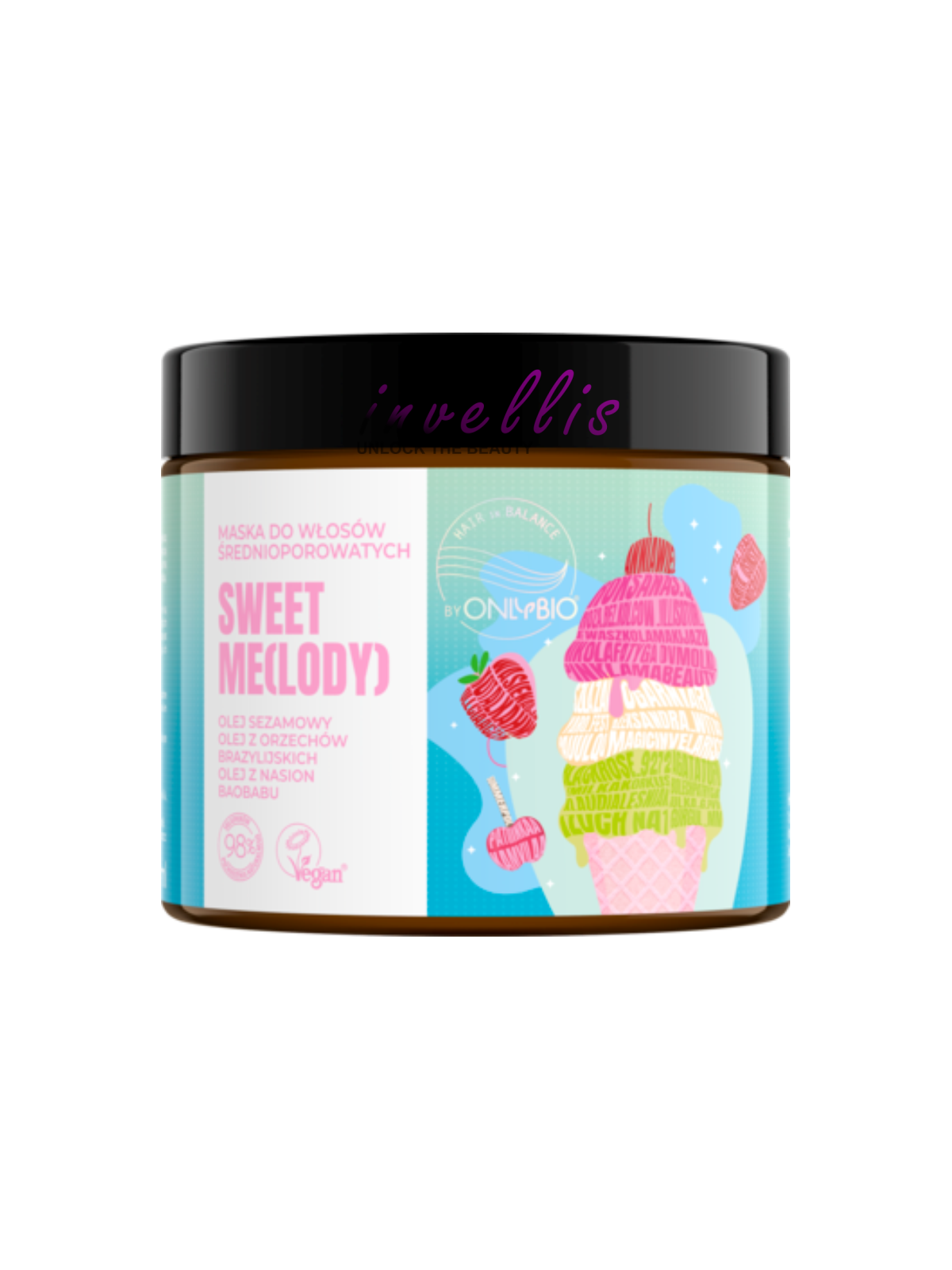 ONLYBIO SWEET MELODY HAIR MASK FOR MEDIUM POROSITY HAIR 400ML invellis kosmetyki tanie uk naturalne zdrowie uroda