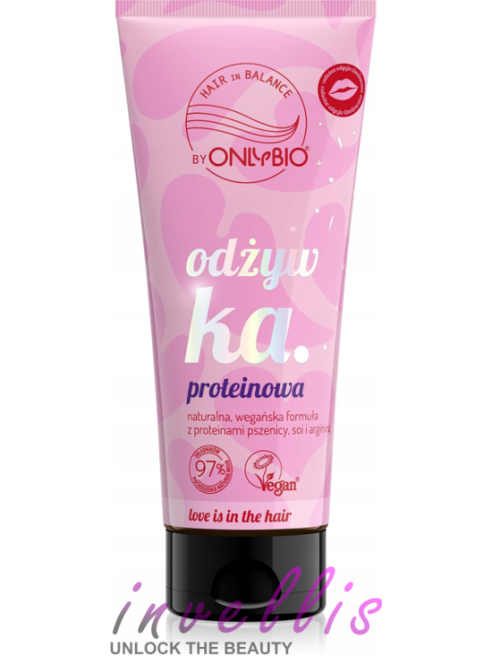 ONLYBIO LOVE IS IN THE HAIR ODZYWKA PROTEINOWA 200ML invellis kosmetyki tanie uk naturalne zdrowie uroda