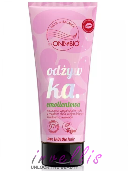 ONLYBIO LOVE IS IN THE HAIR ODZYWKA EMOLIENTOWA 200ML invellis kosmetyki tanie uk naturalne zdrowie uroda