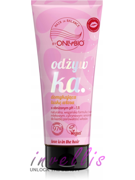 ONLYBIO LOVE IS IN THE HAIR ODZYWKA DOMYKAJACA LUSKE WLOSA 200ML invellis kosmetyki tanie uk naturalne zdrowie uroda