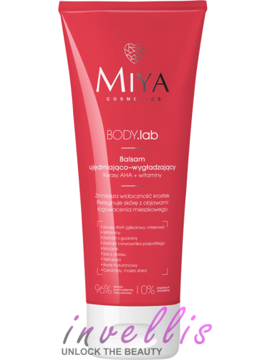 MIYA BODY LAB FIRMING AND SMOOTHING BODY LOTION WITH AHA ACIDS + VITAMINS 200ML invellis kosmetyki tanie uk naturalne zdrowie ur