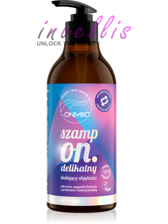 ONLYBIO SZAMPON DELIKATNY DODAJACY OBJETOSCI 400ML invellis kosmetyki tanie uk naturalne zdrowie uroda