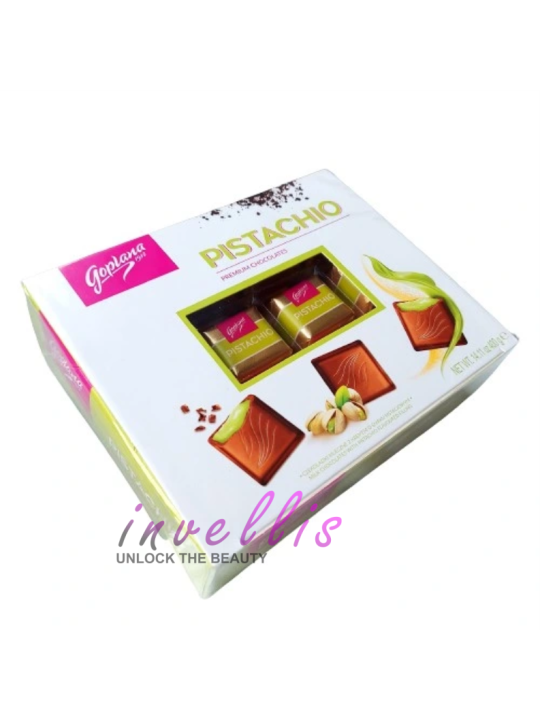 GOPLANA PISTACHIO MILK CHOCOLATES 400G invellis kosmetyki tanie uk naturalne zdrowie uroda