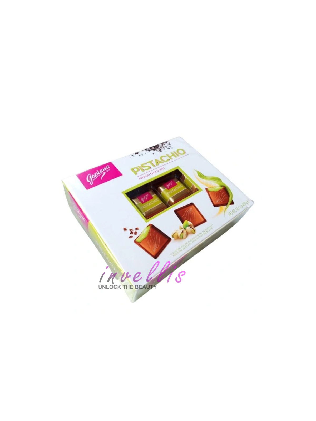 GOPLANA PISTACHIO MILK CHOCOLATES 400G invellis kosmetyki tanie uk naturalne zdrowie uroda