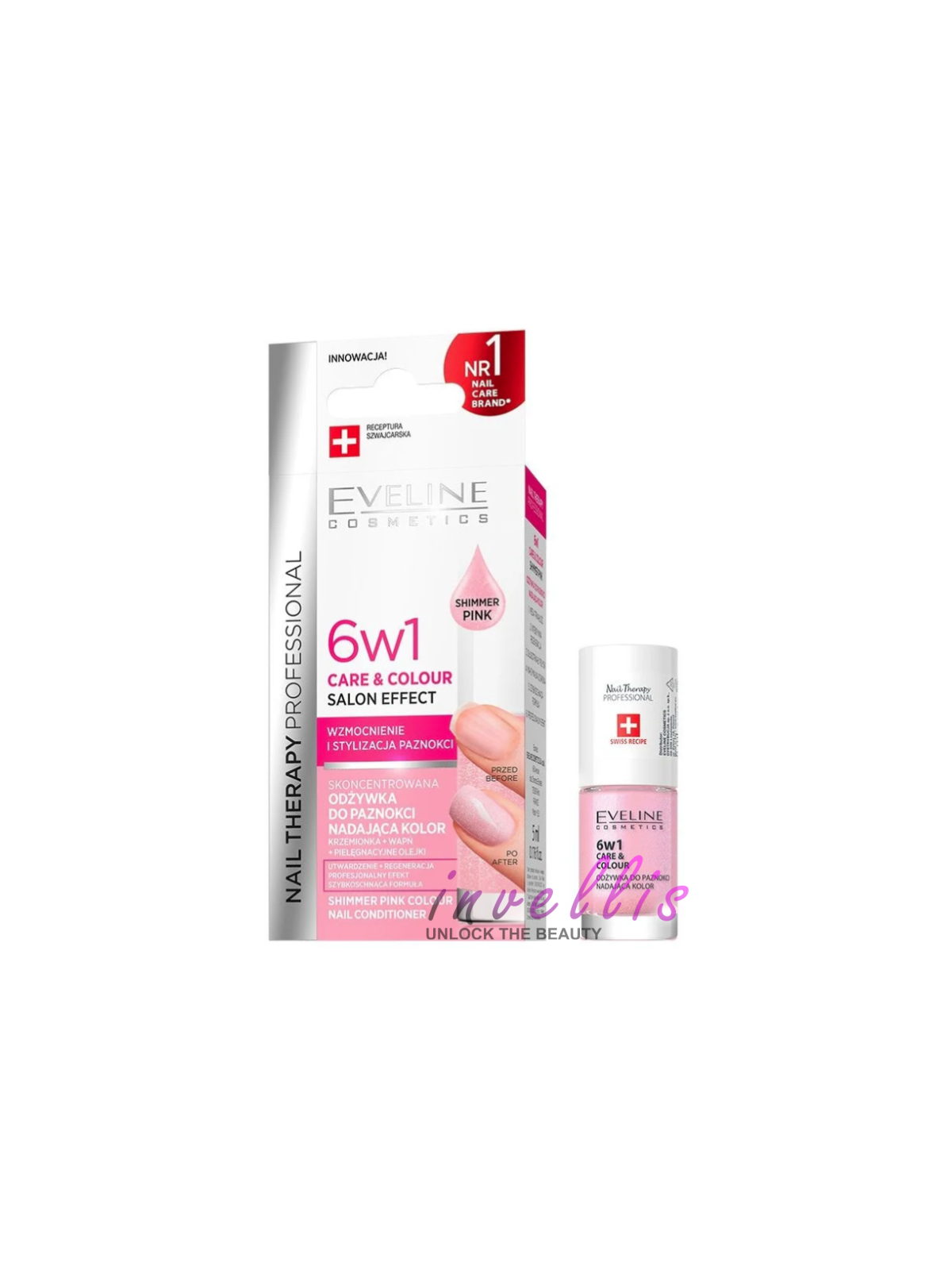 EVELINE NAIL THERAPY PROFESIONAL ODZYWKA DO PAZNOKCI 6W1 CARE AND COLOUR SHIMER PINK 5ML invellis kosmetyki tanie uk naturalne z