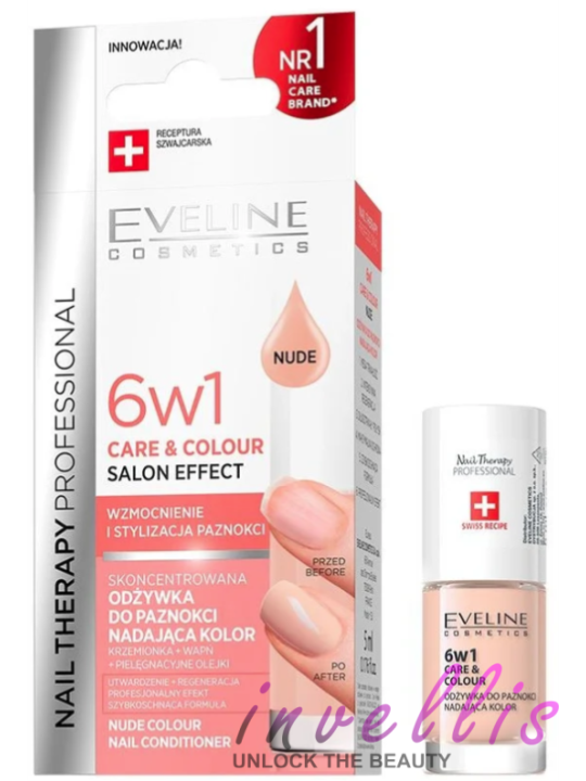 EVELINE NAIL THERAPY PROFESIONAL ODZYWKA DO PAZNOKCI 6W1 CARE AND COLOUR NUDE 5ML invellis kosmetyki tanie uk naturalne zdrowie 