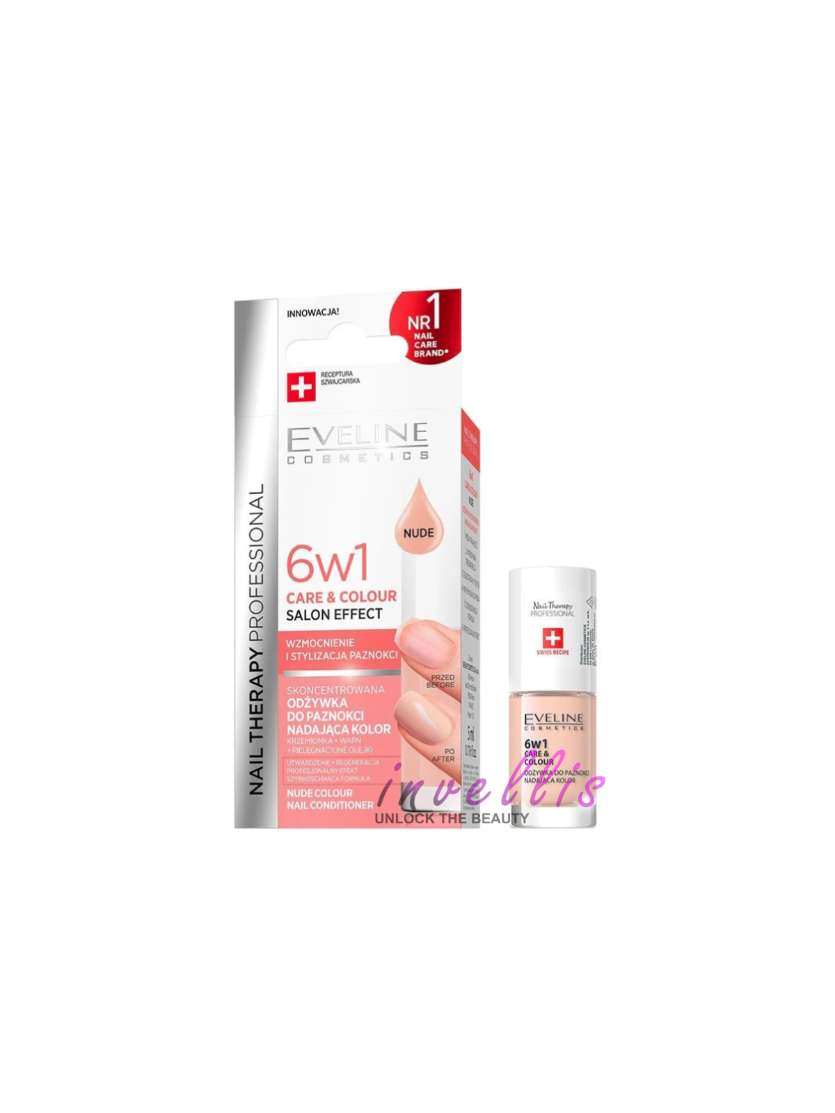 EVELINE NAIL THERAPY PROFESIONAL ODZYWKA DO PAZNOKCI 6W1 CARE AND COLOUR NUDE 5ML invellis kosmetyki tanie uk naturalne zdrowie 