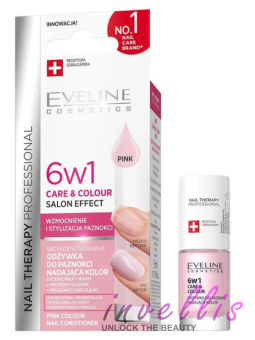 EVELINE NAIL THERAPY PROFESSIONAL NAIL CONDITIONER 6-IN-1 CARE & COLOUR PINK 5ML invellis kosmetyki tanie uk naturalne zdrowie u