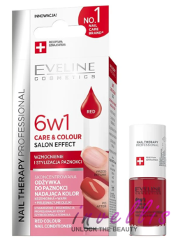 EVELINE NAIL THERAPY PROFESSIONAL NAIL CONDITIONER 6-IN-1 CARE & COLOUR RED 5ML invellis kosmetyki tanie uk naturalne zdrowie ur