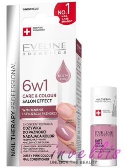 EVELINE NAIL THERAPY PROFESSIONAL NAIL CONDITIONER 6-IN-1 CARE & COLOUR DUSTY PINK 5ML invellis kosmetyki tanie uk naturalne zdr