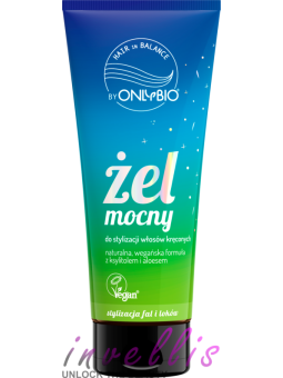 ONLYBIO ZEL MOCNY DO STYLIZACJI WLOSOW KRECONYCH 200ML invellis kosmetyki tanie uk naturalne zdrowie uroda