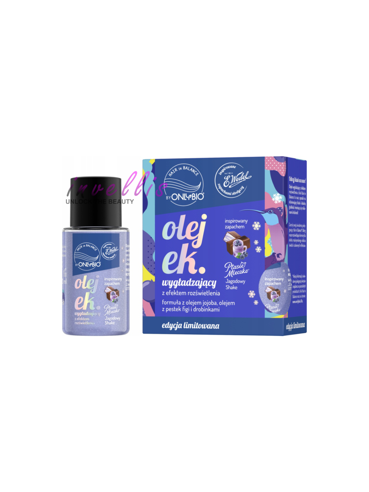 ONLYBIO WEDEL SMOOTHING OIL INSPIRED BY THE SCENT OF PTASIE MLECZKO BLUEBERRY SHAKE 20ML invellis kosmetyki tanie uk naturalne z