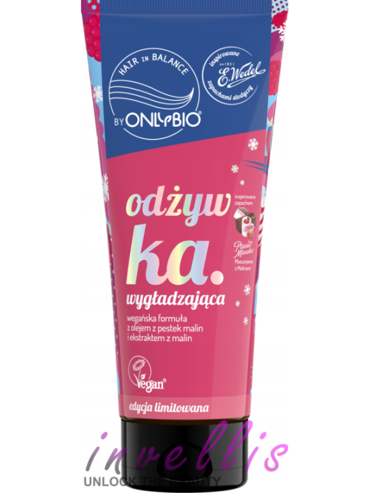 ONLYBIO WEDEL SMOOTHING CONDITIONER INSPIRED BY THE SCENT OF PTASIE MLECZKO MASCARPONE WITH RASPBERRIES 200ML invellis kosmetyki