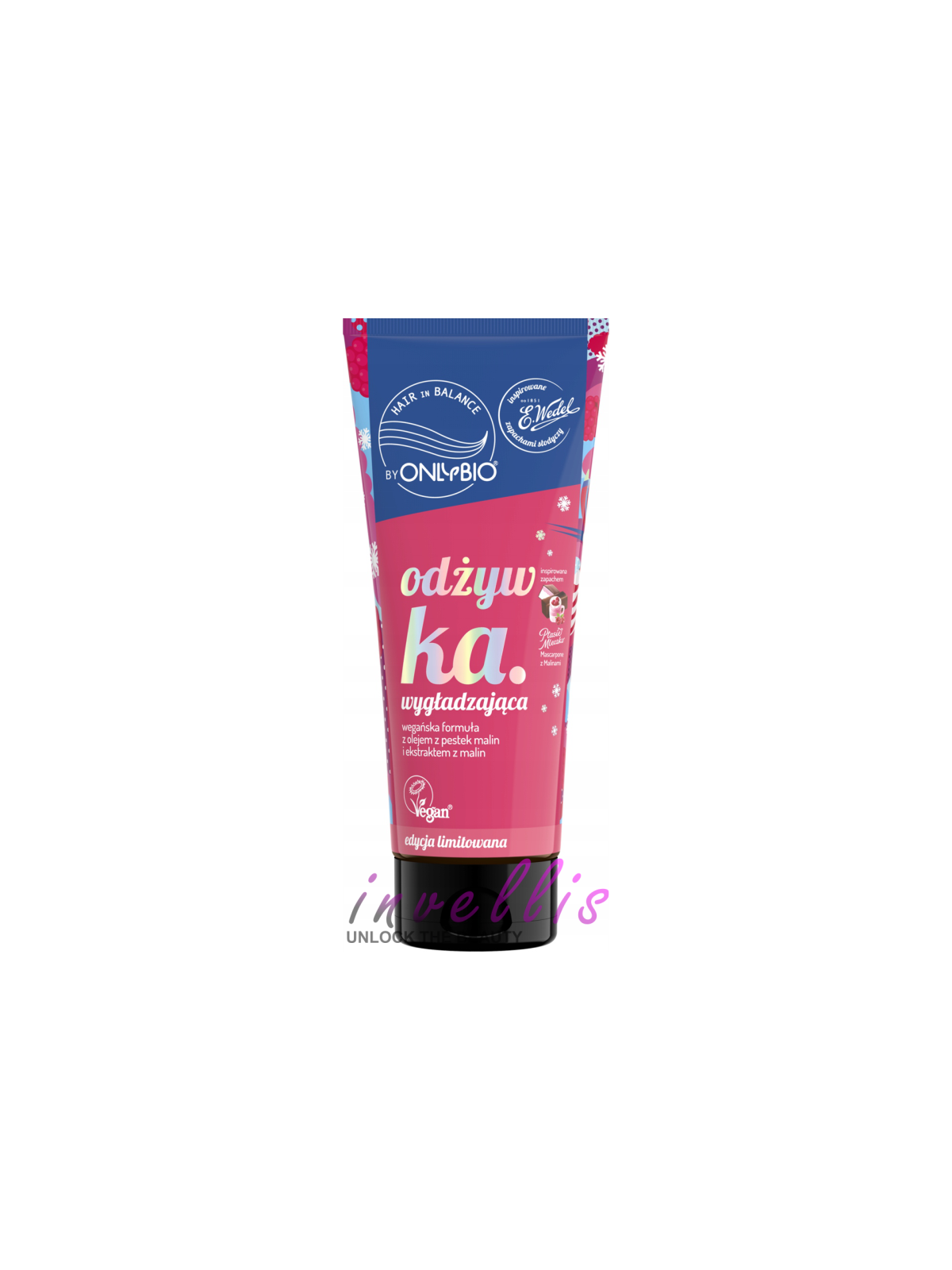 ONLYBIO WEDEL SMOOTHING CONDITIONER INSPIRED BY THE SCENT OF PTASIE MLECZKO MASCARPONE WITH RASPBERRIES 200ML invellis kosmetyki