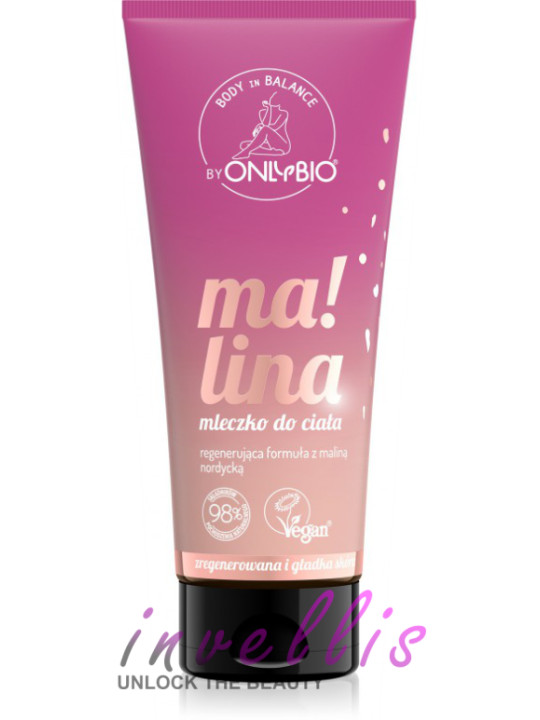 ONLYBIO MLECZKO DO CIALA MALINOWE 200ML invellis kosmetyki tanie uk naturalne zdrowie uroda