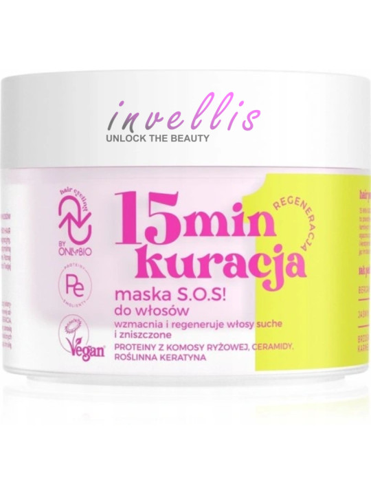 ONLYBIO MASKA DO WLOSOW REGENERACJA 15MIN KURACJA 280ML invellis kosmetyki tanie uk naturalne zdrowie uroda